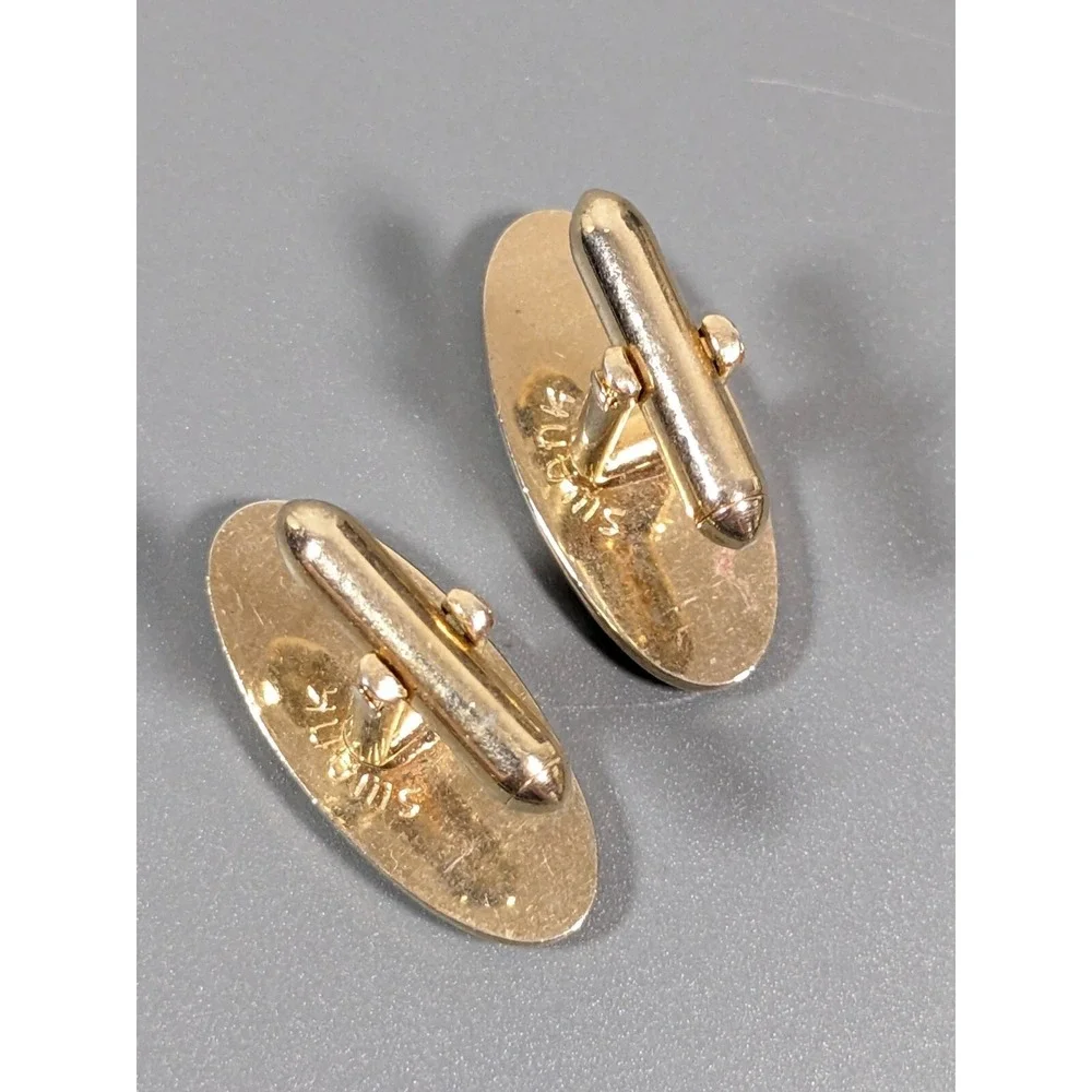Vintage Swank Aurora Borealis AB Oval Cufflinks‎ Gold Tone